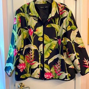Silkland 3X Vintage, gently worn tropical print silk jacket